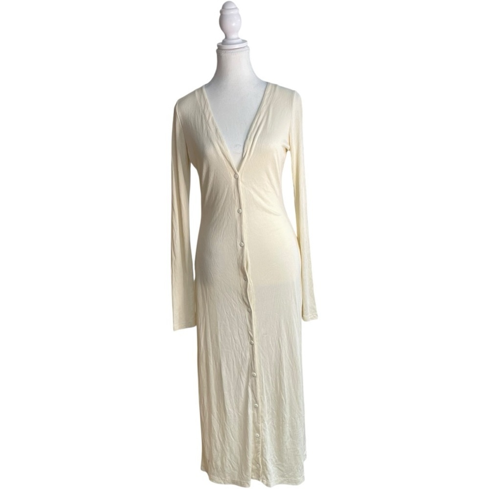 Tart Long Rib Cardigan Sweater Dress White Ivory